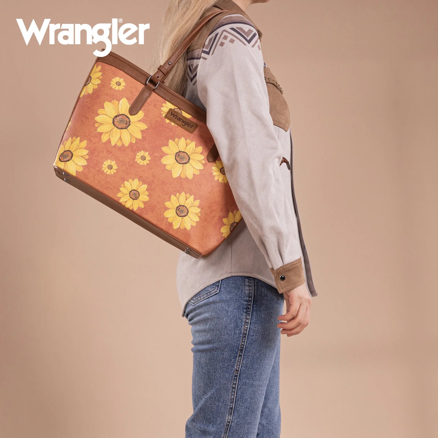 Wrangler Sunflower Print Tote Bag - Brown