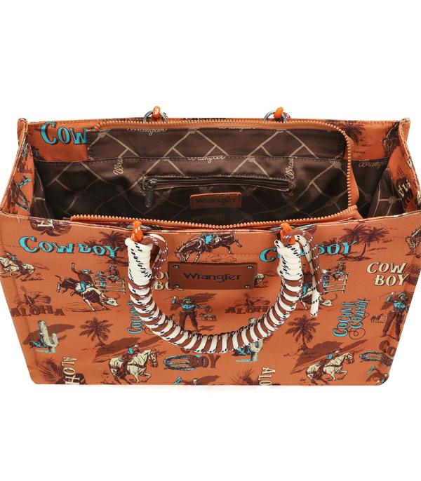 Wrangler Cowboy Dual Sided Print Canvas Wide Tote