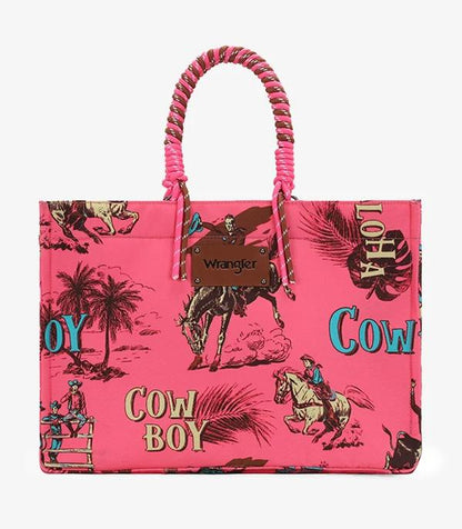 Wrangler Cowboy Dual Sided Print Canvas Wide Tote