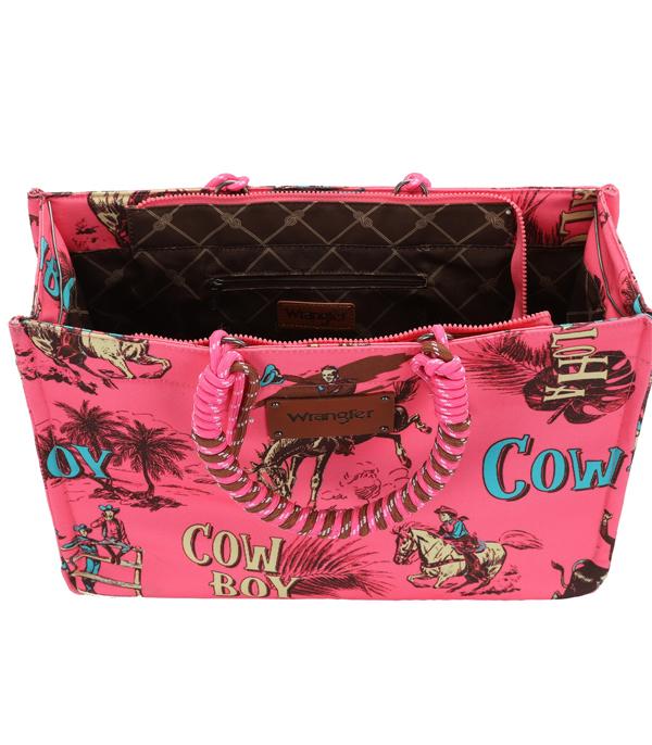 Wrangler Cowboy Dual Sided Print Canvas Wide Tote