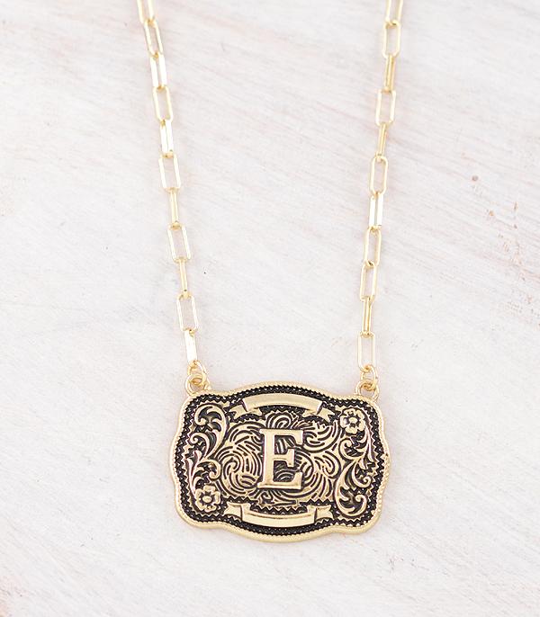 Western Buckle Initial Gold Necklace