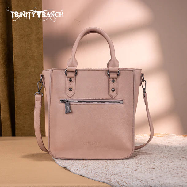 Trinity Ranch Floral Tooled Tote Crossbody Bag