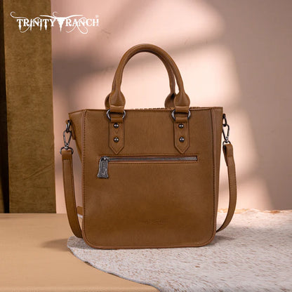 Trinity Ranch Floral Tooled Tote Crossbody Bag