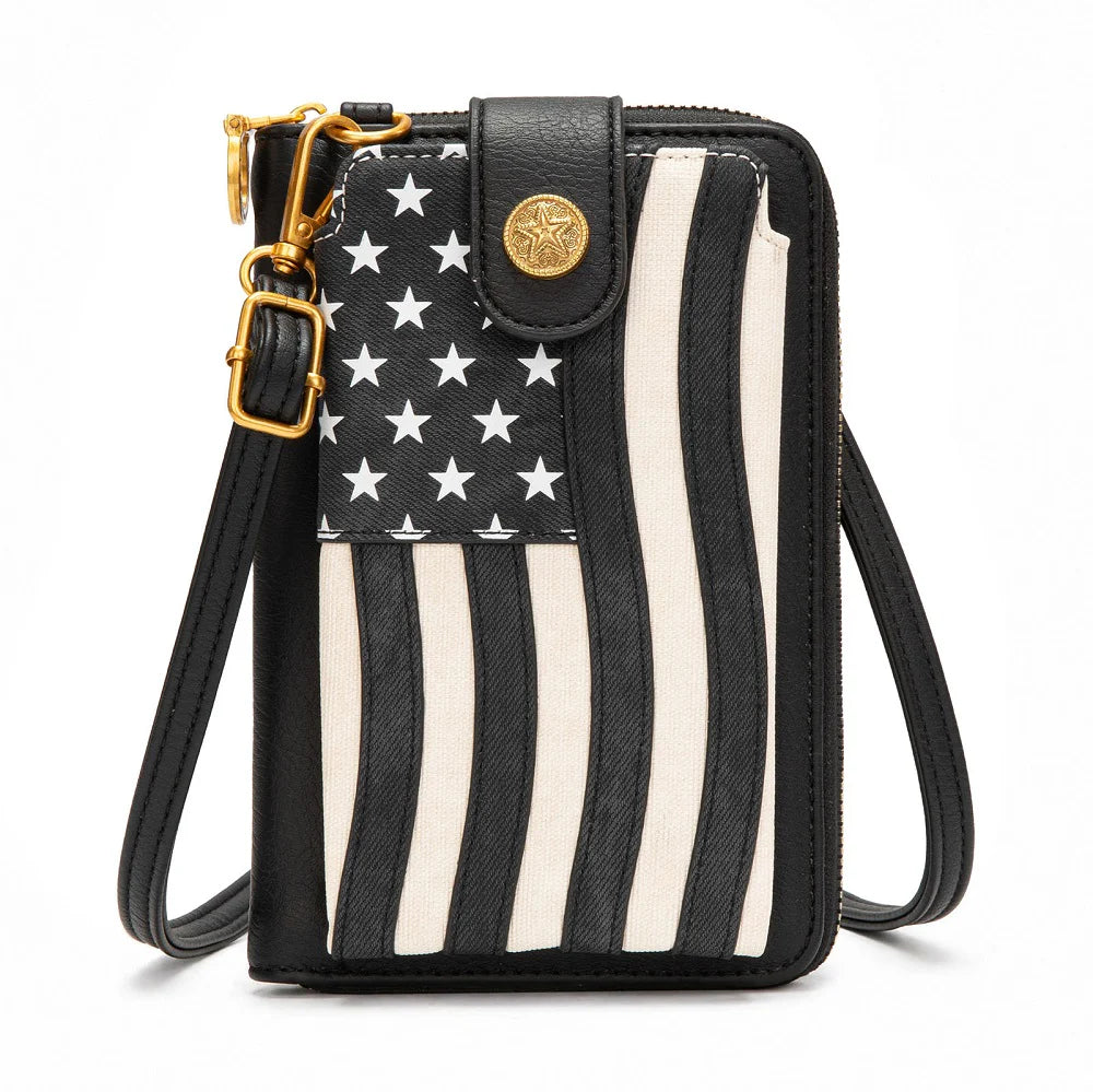 American Flag RFID Crossbody Phone Wallet