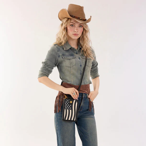 American Flag RFID Crossbody Phone Wallet