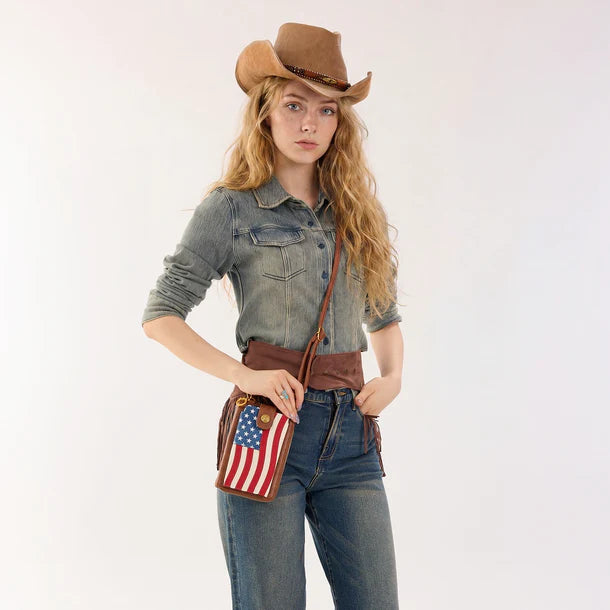 American Flag RFID Crossbody Phone Wallet