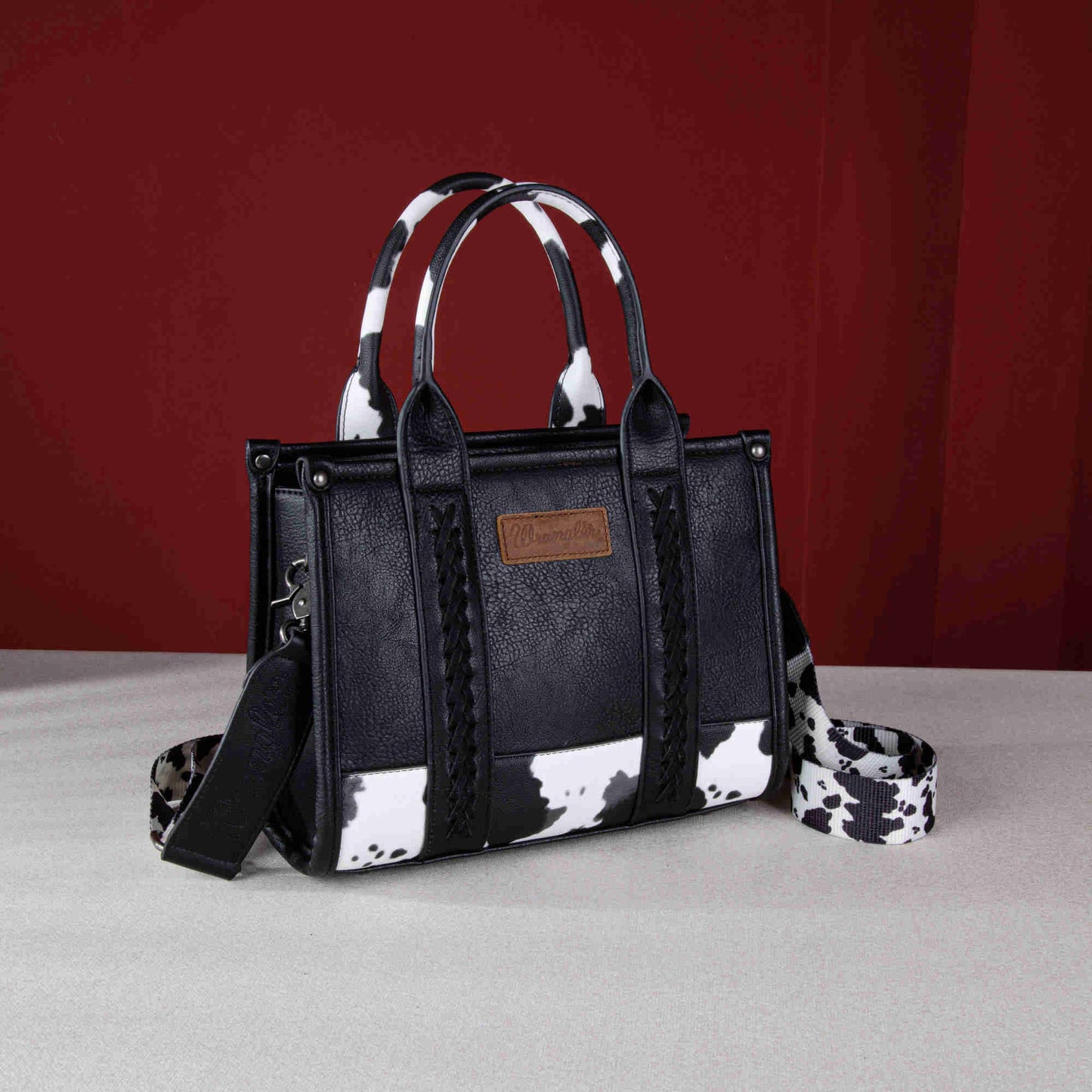 Wrangler Cow Print Concealed Carry Tote/Crossbody - Black