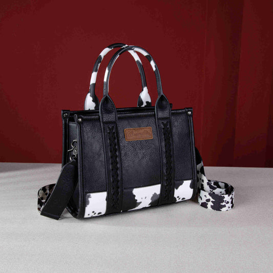Wrangler Cow Print Concealed Carry Tote/Crossbody - Black
