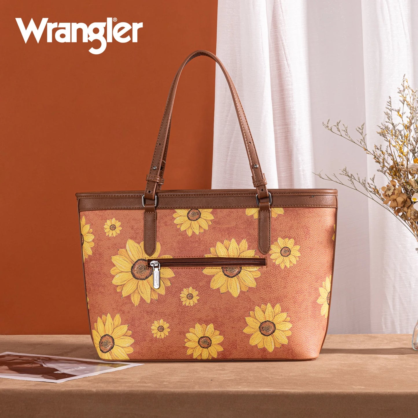 Wrangler Sunflower Print Tote Bag - Brown