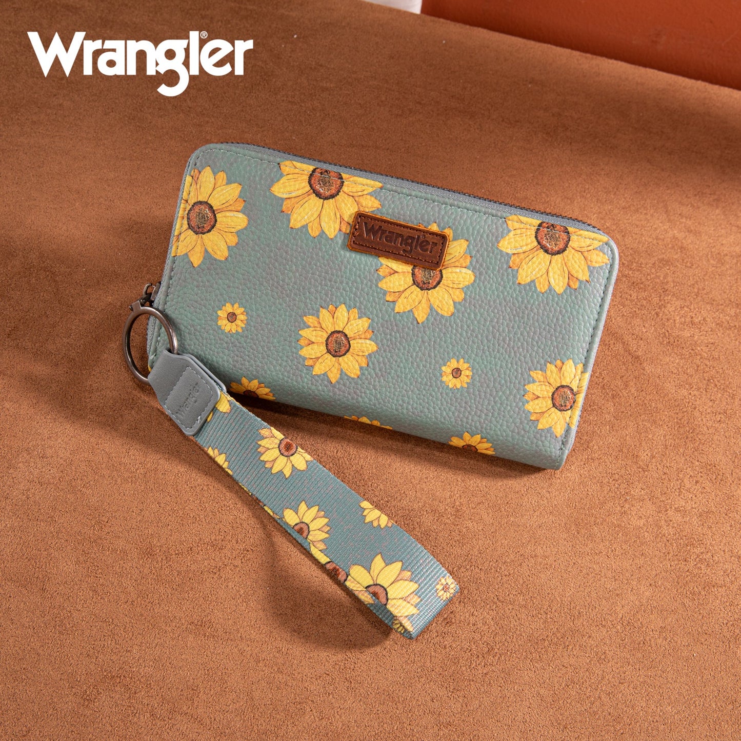 Wrangler Sunflower Print PU Leather Wallet- Jean