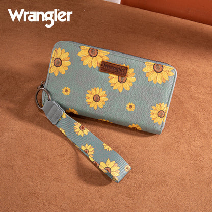 Wrangler Sunflower Print PU Leather Wallet- Jean