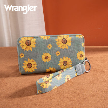 Wrangler Sunflower Print PU Leather Wallet- Jean