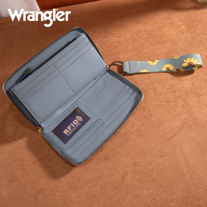 Wrangler Sunflower Print PU Leather Wallet- Jean
