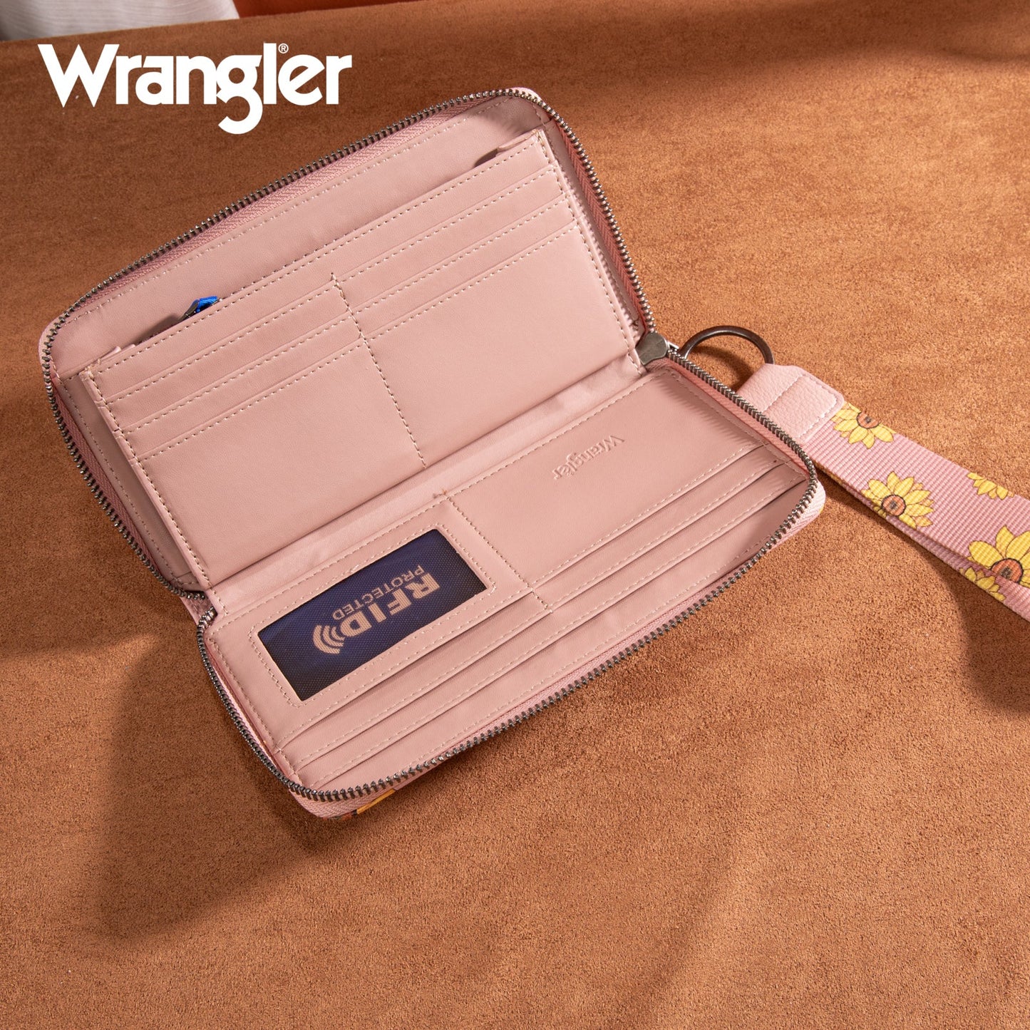 Wrangler Sunflower Print PU Leather Wallet- Pink