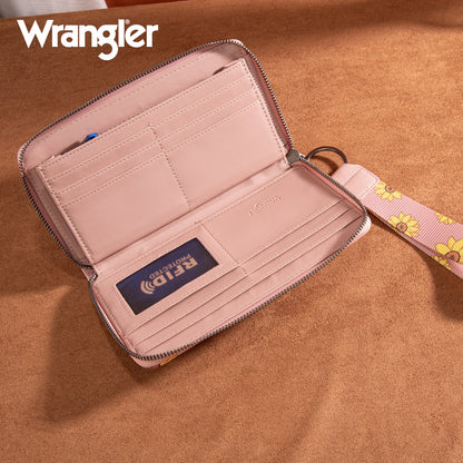 Wrangler Sunflower Print PU Leather Wallet- Pink