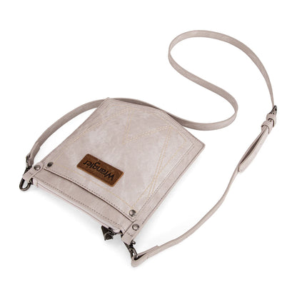Wrangler "W" Stitch Water Repellent Denim Pocket Crossbody- Beige