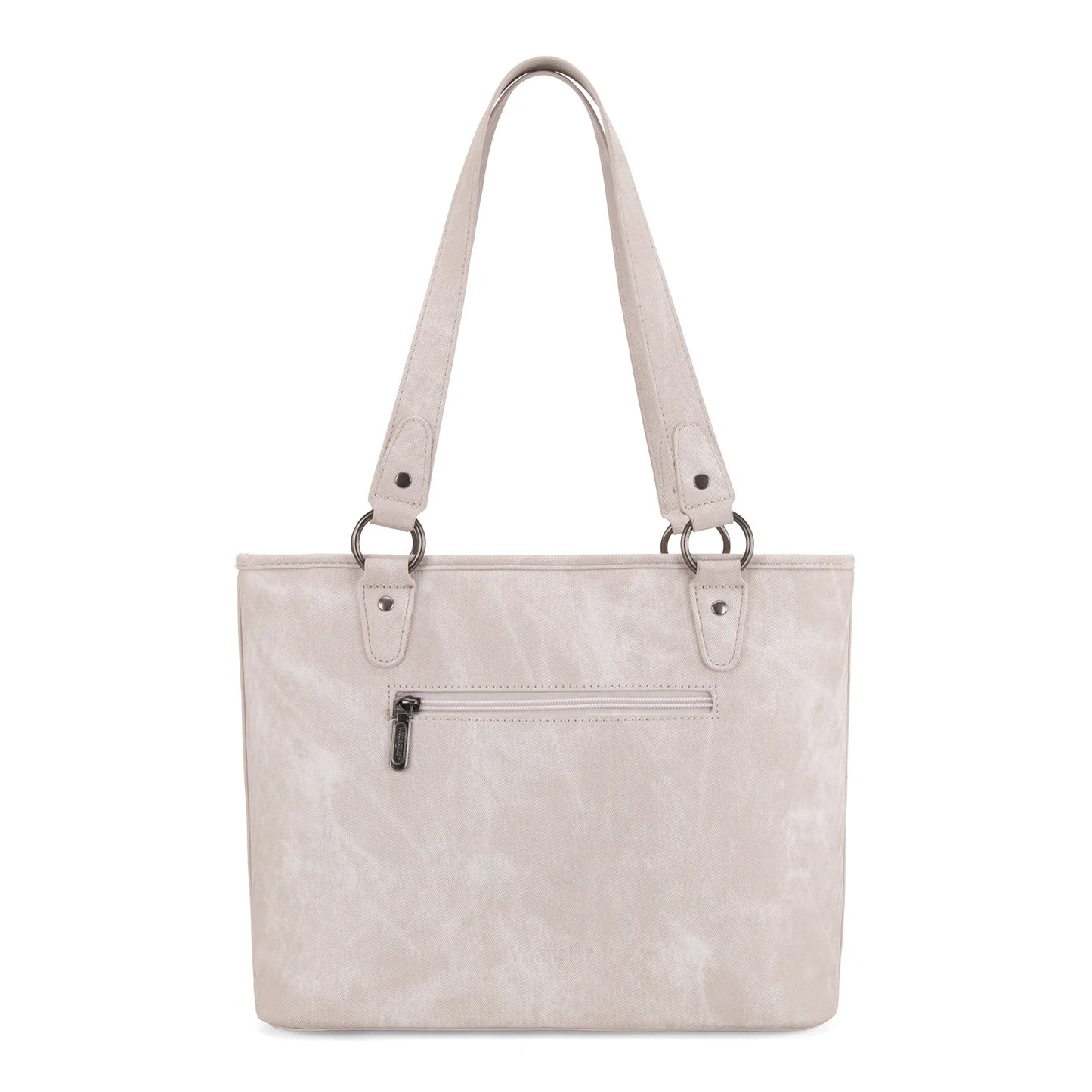 Wrangler "W" Stitch Water Repellent Denim Pocket Zippered Tote Bag- Beige