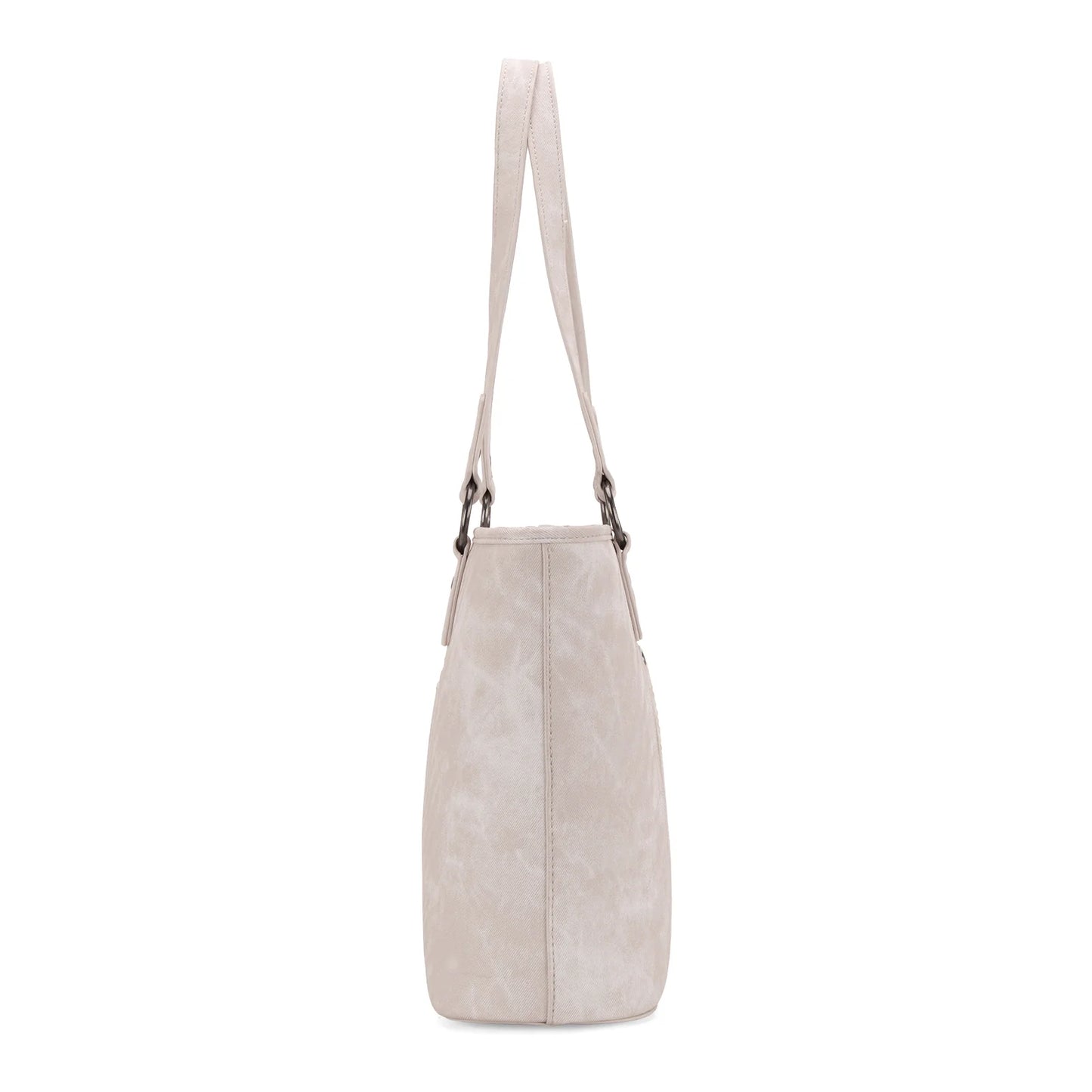 Wrangler "W" Stitch Water Repellent Denim Pocket Zippered Tote Bag- Beige