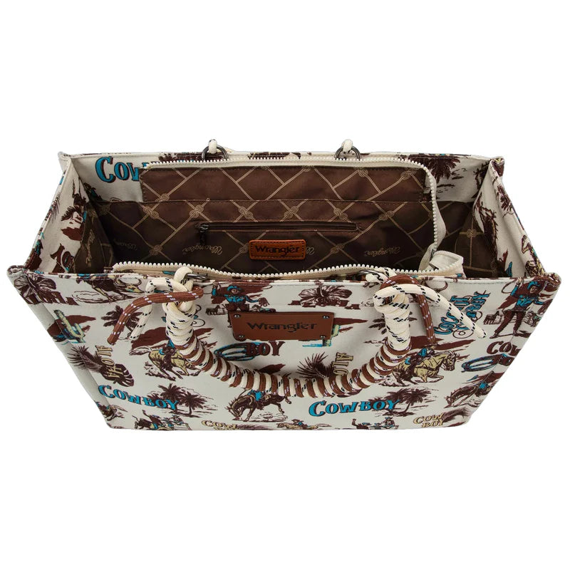 Wrangler Cowboy Dual Sided Print Canvas Wide Tote