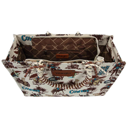 Wrangler Cowboy Dual Sided Print Canvas Wide Tote